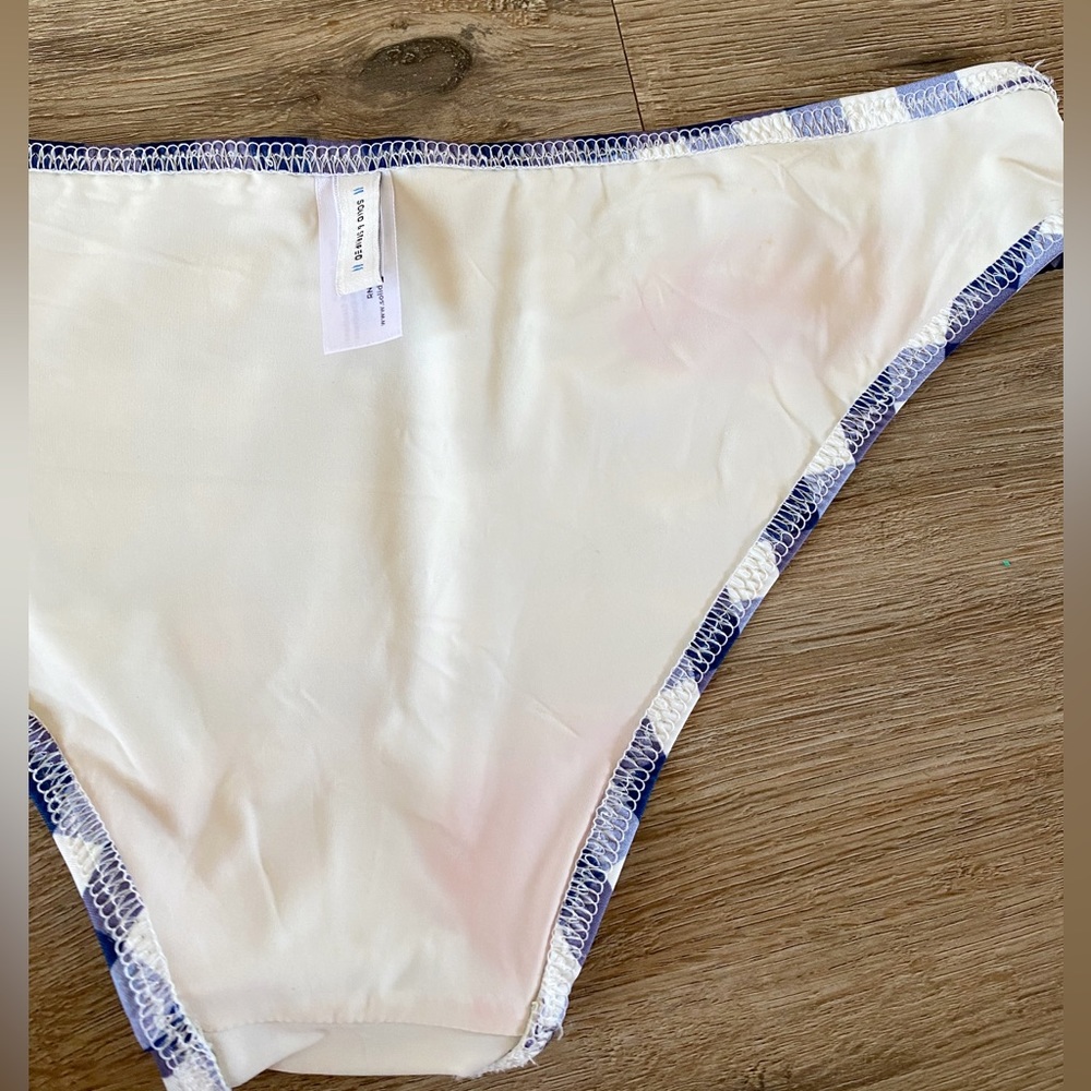 Solid & Striped Bikini Bottom Plaid Purple Blue M… - image 6